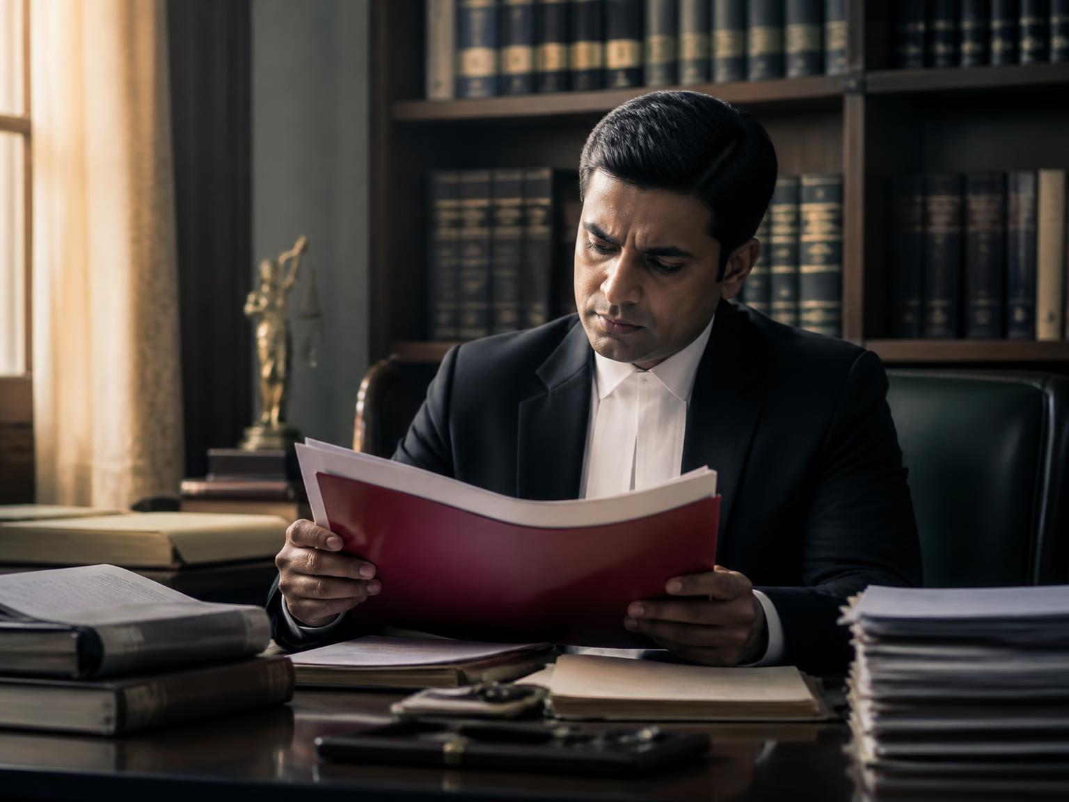 Criminal lawyer reviewing FIR records and quashing petition documents