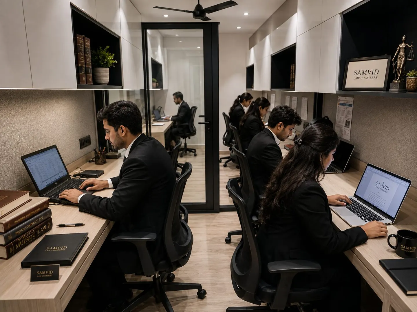 Interior of Samvid Law Chambers — advocates working at the Rohini Court Complex office in Delhi